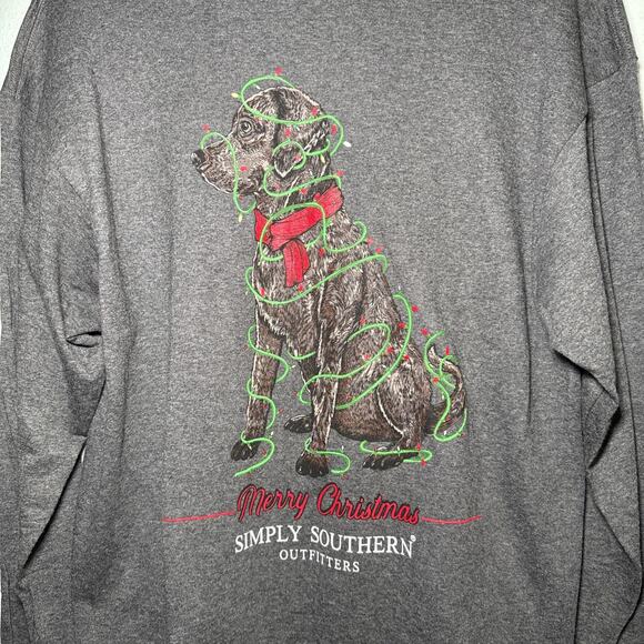 Simply Southern Merry Black Lab Christmas T Shirt Large NWT - Picture 2 of 6